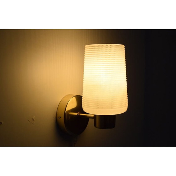 Image 1 of Vintage wall lamp in glass and brass, Czechoslovakia 1960