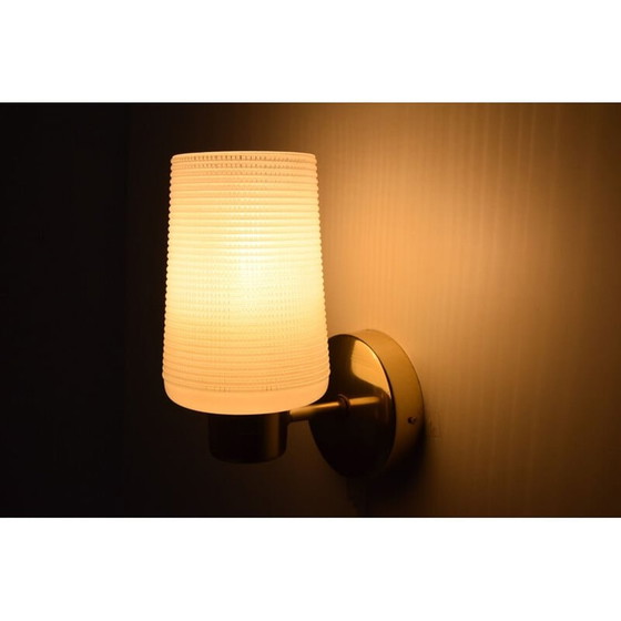 Image 1 of Vintage wall lamp in glass and brass, Czechoslovakia 1960