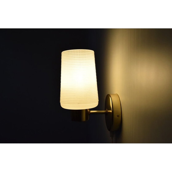 Image 1 of Vintage wall lamp in glass and brass, Czechoslovakia 1960