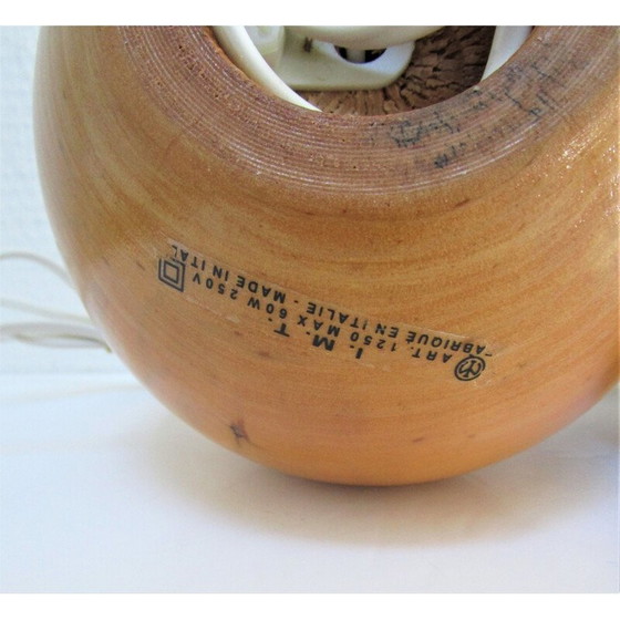 Image 1 of Coppia di lampade a sfera vintage in legno massello di Imt, Italia 1980-1990