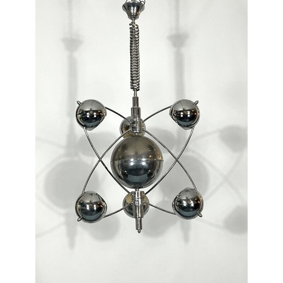 Image 1 of Vintage chrome chandelier by Goffredo Reggiani, 1950