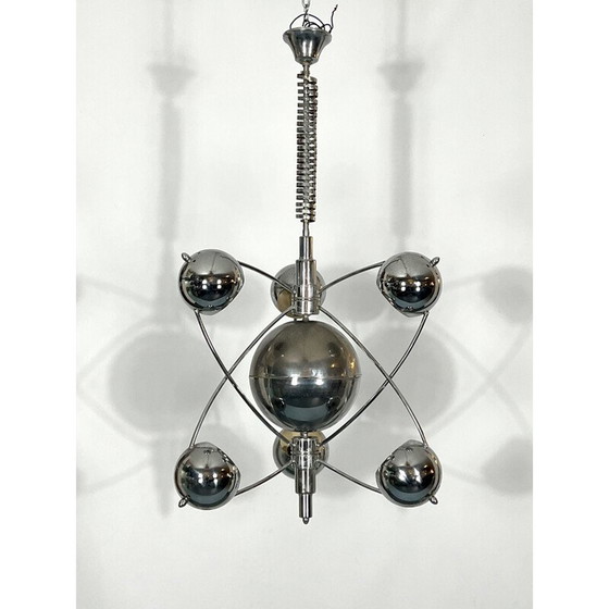 Image 1 of Vintage chrome chandelier by Goffredo Reggiani, 1950