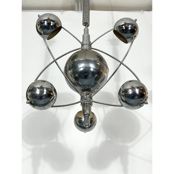 Image 1 of Vintage chrome chandelier by Goffredo Reggiani, 1950