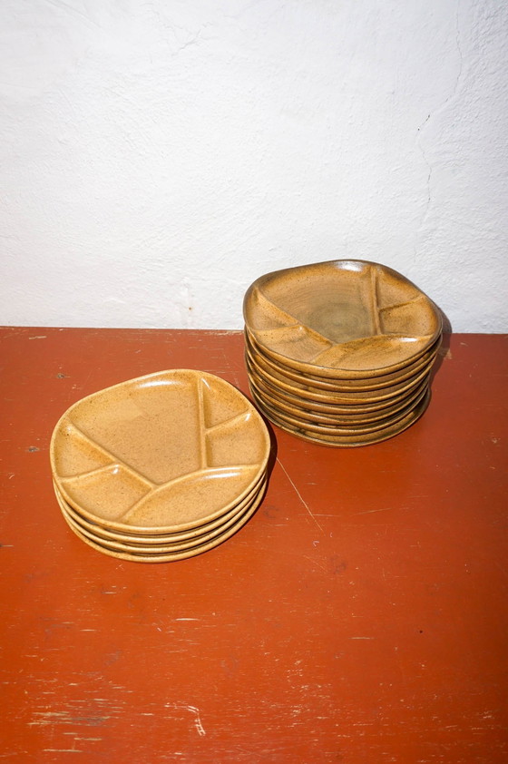 Image 1 of 11 X Grès Gradient Stoneware Fondue Plates * Longchamp * Hot Pot * Gourmetten * 1970S Mid Century  