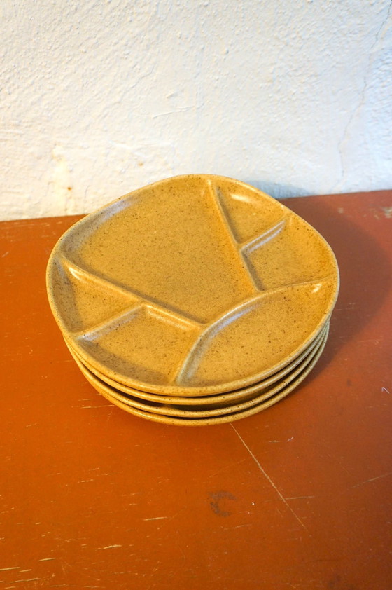 Image 1 of 11 X Grès Gradient Stoneware Fondue Plates * Longchamp * Hot Pot * Gourmetten * 1970S Mid Century  