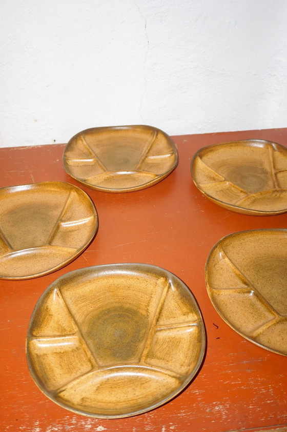 Image 1 of 11 X Grès Gradient Stoneware Fondue Plates * Longchamp * Hot Pot * Gourmetten * 1970S Mid Century  