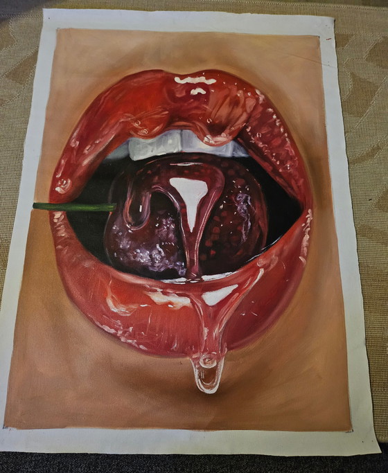 Image 1 of Reinier Alejandro Nogueras lips on canvas