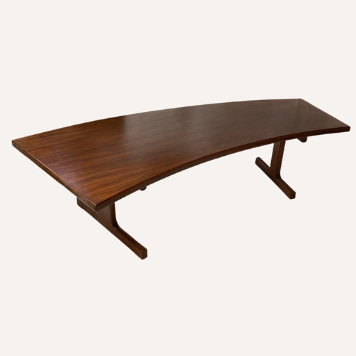 Teak Veneered Kidney Shaped Coffee Table