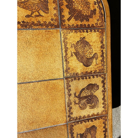 Image 1 of Vintage coffee table with animal décor in wood and ceramic by Roger Capron, 1960