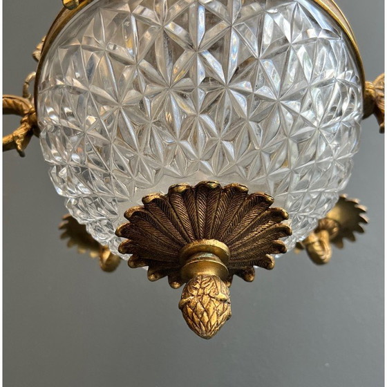 Image 1 of Vintage hot air balloon chandelier in bronze and crystal, France 1940