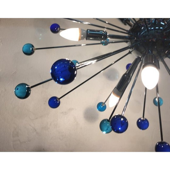 Image 1 of 2020S Murano Style Glass Sputnik Blue Italian Handmade Chandelier