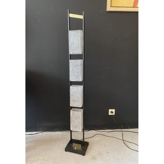 Image 1 of Vintage metal floor lamp with 4 glass shades by Maison Arlus, 1950