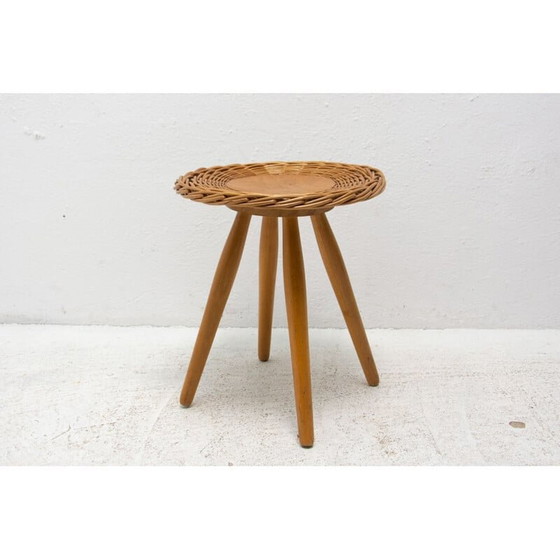 Image 1 of Taburete de ratán de mediados de siglo diseñado por Jan Kalous para Úluv, Checoslovaquia, década de 1960