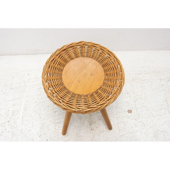 Image 1 of Taburete de ratán de mediados de siglo diseñado por Jan Kalous para Úluv, Checoslovaquia, década de 1960