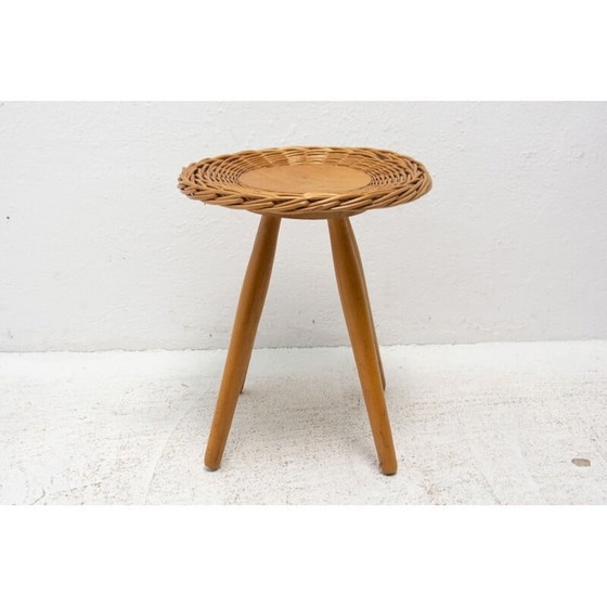 Image 1 of Taburete de ratán de mediados de siglo diseñado por Jan Kalous para Úluv, Checoslovaquia, década de 1960