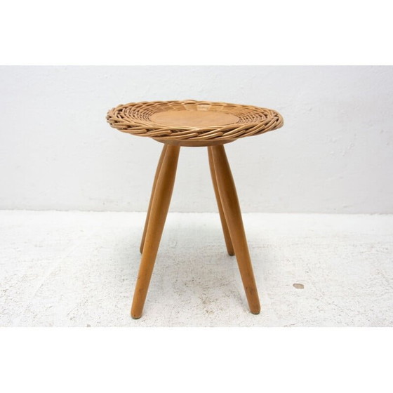 Image 1 of Taburete de ratán de mediados de siglo diseñado por Jan Kalous para Úluv, Checoslovaquia, década de 1960