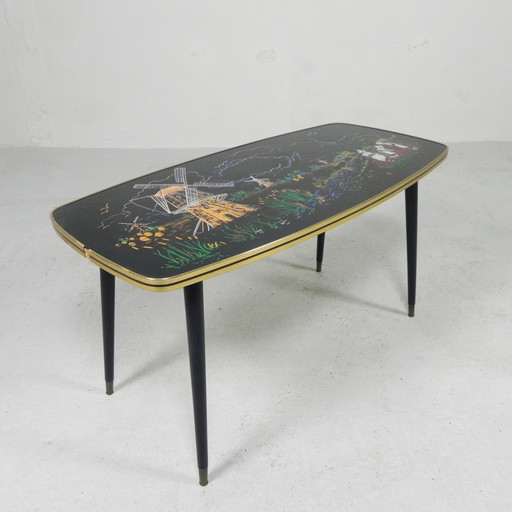 Table basse vintage avec plateau en verre