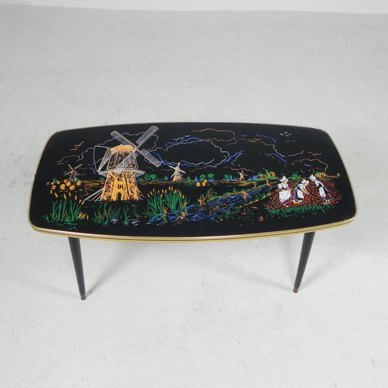 Image 1 of Tavolino da caffè vintage con piano in vetro