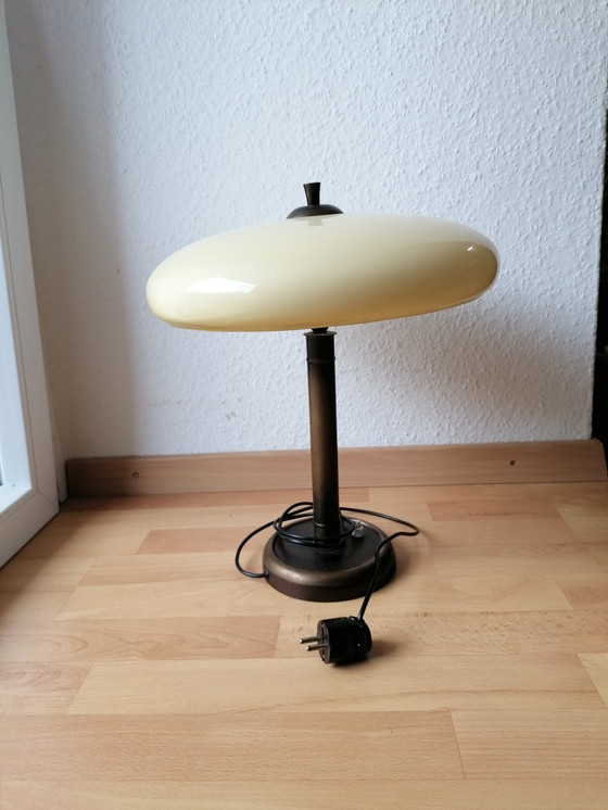 Image 1 of Original Art Deco table lamp glass and brass