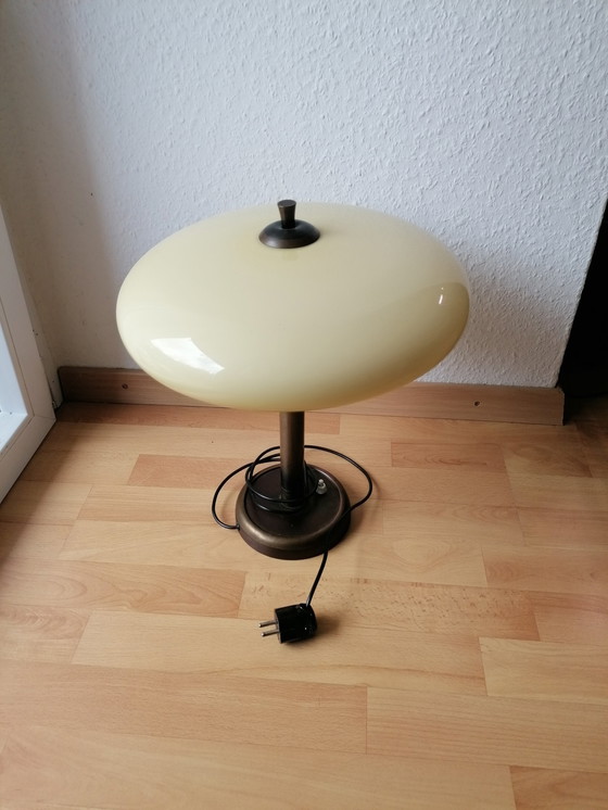 Image 1 of Original Art Deco table lamp glass and brass