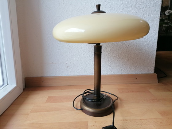 Image 1 of Original Art Deco table lamp glass and brass