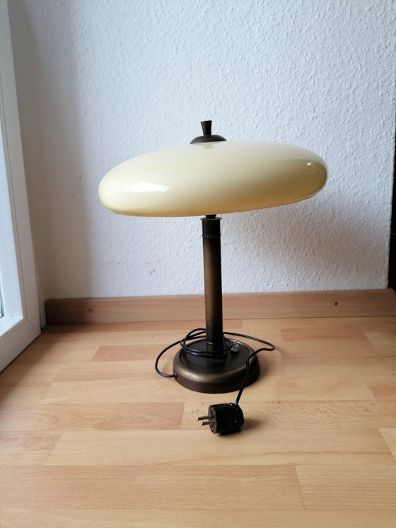 Image 1 of Original Art Deco table lamp glass and brass