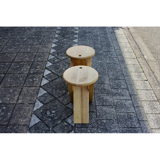 Image 1 of Pair of vintage beech folding stools by Roger Talon, 1960