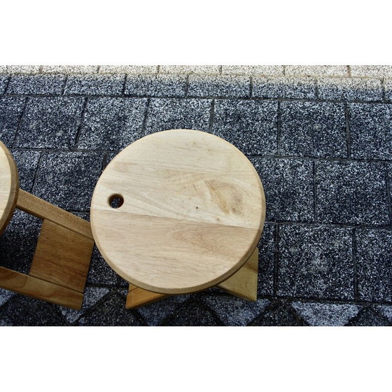 Image 1 of Pair of vintage beech folding stools by Roger Talon, 1960