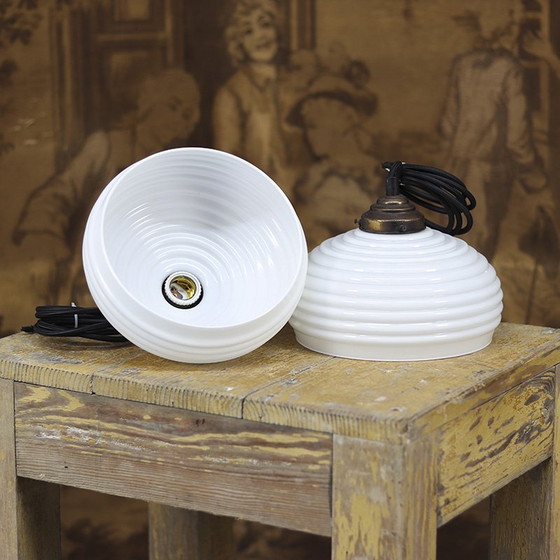 Image 1 of Lampada a sospensione Art Déco in opalino