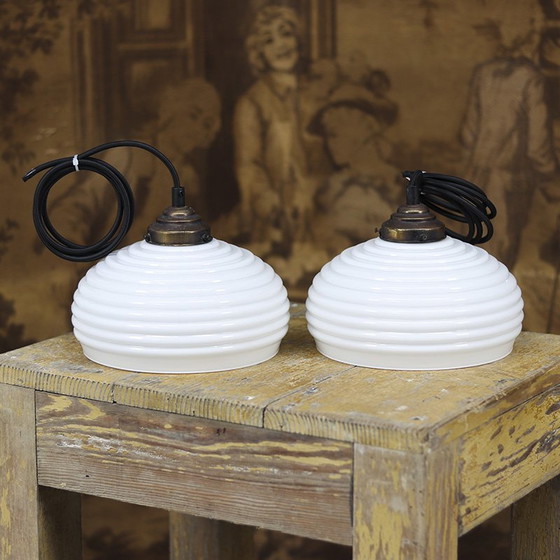 Image 1 of Lampada a sospensione Art Déco in opalino