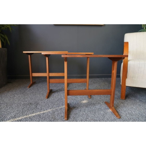 Image 1 of Trestle vintage nesting tables in teak, Denmark