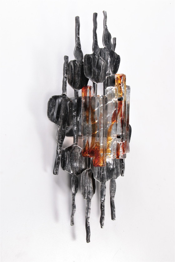 Image 1 of Appliques en métal Brutalistise par Tom Ahlstrom & Hans Ehrlich Suède 1960s
