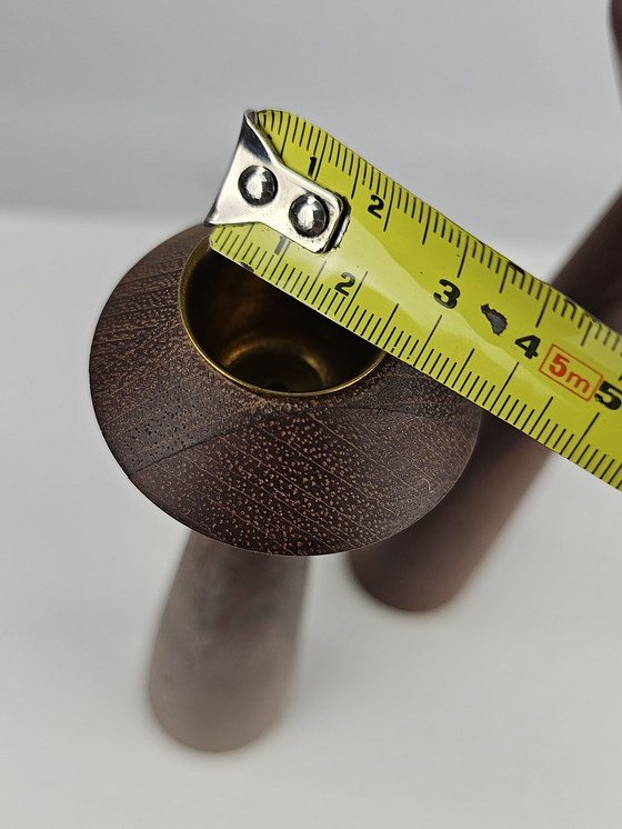 Image 1 of Teak wooden candlesticks Danish design