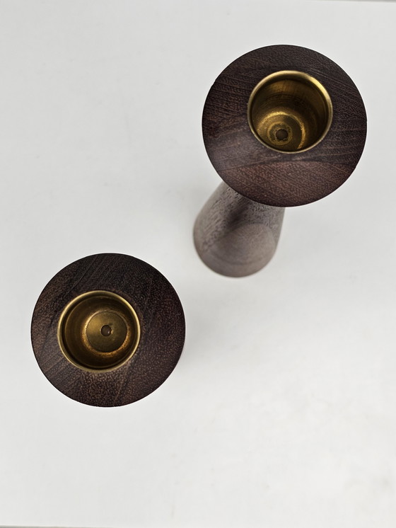 Image 1 of Teak wooden candlesticks Danish design