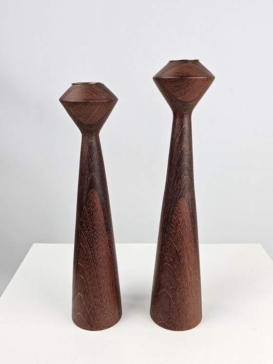 Image 1 of Teak wooden candlesticks Danish design