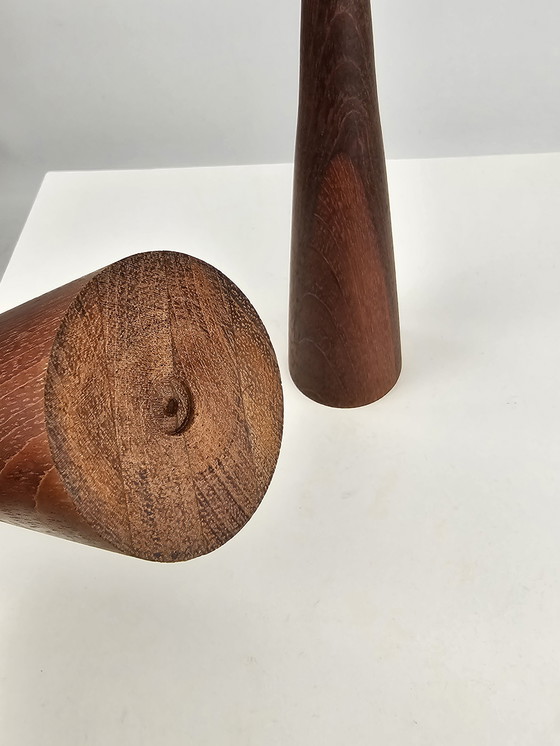 Image 1 of Teak wooden candlesticks Danish design