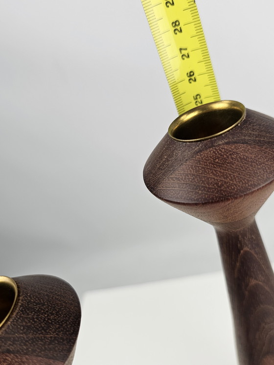 Image 1 of Teak wooden candlesticks Danish design