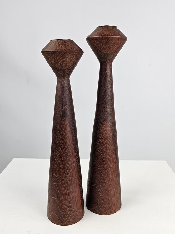 Image 1 of Teak wooden candlesticks Danish design