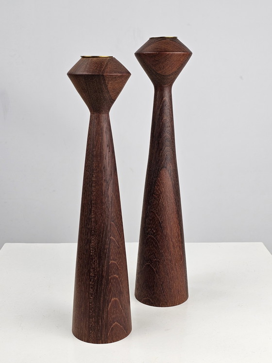 Image 1 of Teak wooden candlesticks Danish design