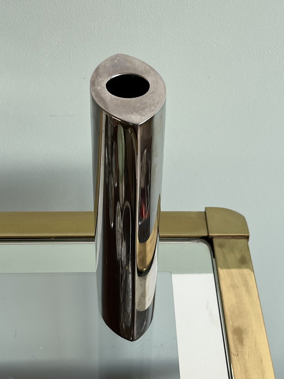 Image 1 of Vase vintage en acier inoxydable chromé