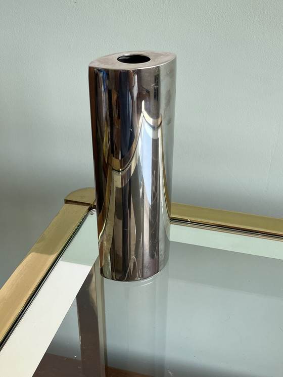 Image 1 of Vase vintage en acier inoxydable chromé