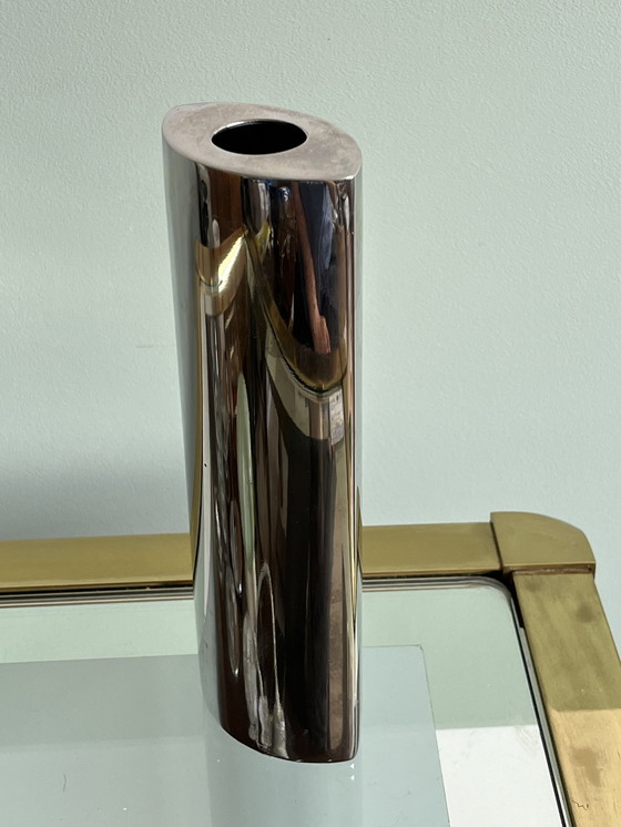 Image 1 of Vase vintage en acier inoxydable chromé