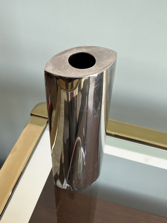 Image 1 of Vase vintage en acier inoxydable chromé