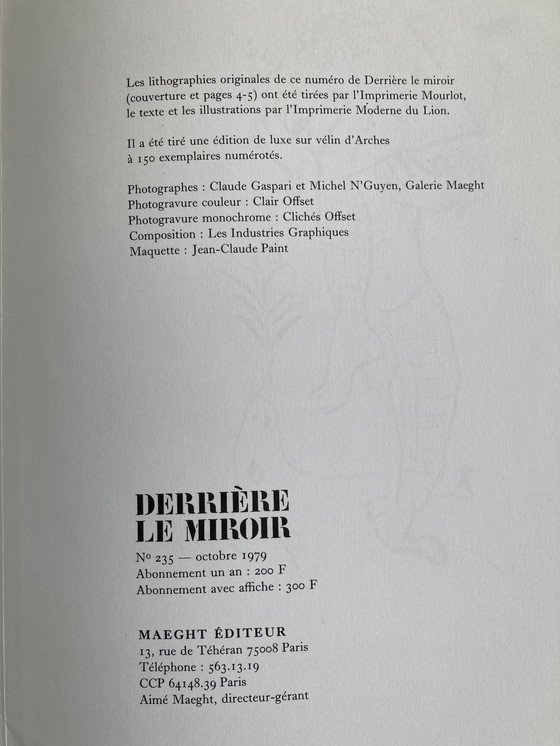 Image 1 of Marc Chagall Derrière Le Miroir No. 235