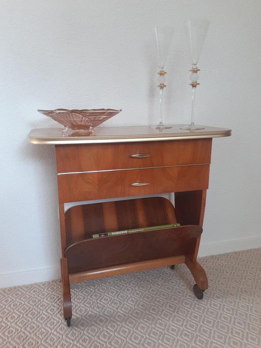 Vintage Walnut Serving Cart