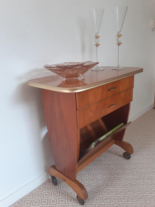 Vintage Walnut Serving Cart