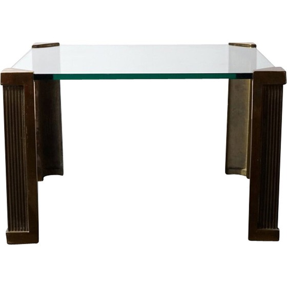 Image 1 of Vintage gilded glass and iron coffee table by Peter Ghyczy, Netherlands 1970