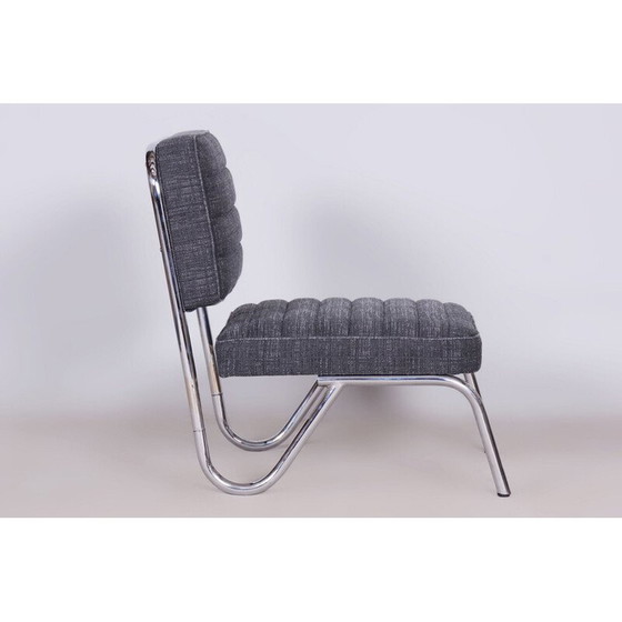Image 1 of Vintage Bauhaus stool in chromed steel, Czechoslovakia 1940