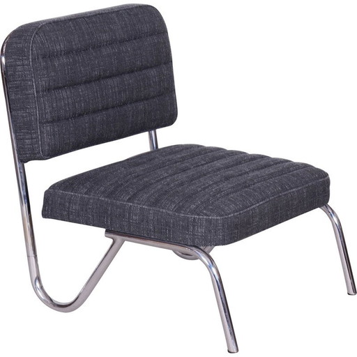 Vintage Bauhaus stool in chromed steel, Czechoslovakia 1940