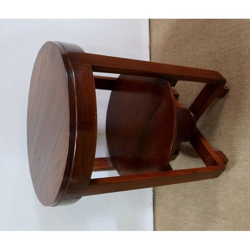 Vintage Art Deco solid teak pedestal table, 1930